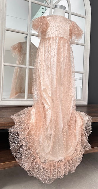 Ivy Pearl Luxury Christening Gown – Handmade Girls Baptism Dress