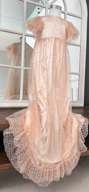 Ivy Pearl baptism dress for girls with elegant pearl embellishments